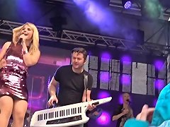 Beatrice Egli Singer Sits On Chair Pussy Upskirt Stage